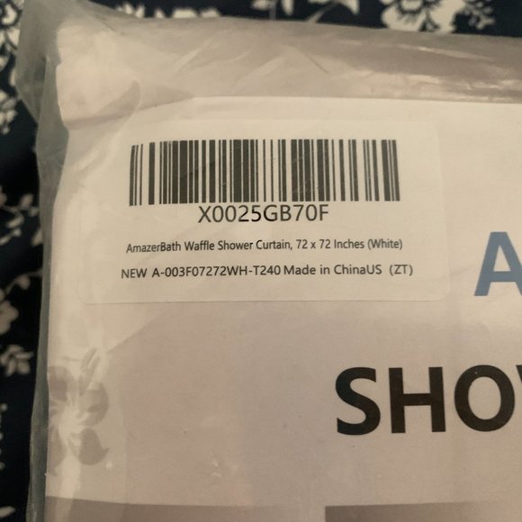 New 72" Amazerbath Polyester White Waffle Pattern Shower Curtain & BHG Liner - Picture 5 of 9